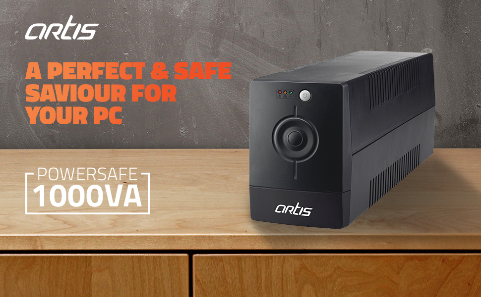Artis UPS 600VA 1000VA with 40-minute battery backup and 3 outlets – Omkar Softech
