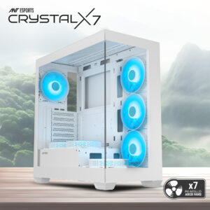 Crystal-X7 A1 White mid-tower PC cabinet with sleek design – Omkar Softech